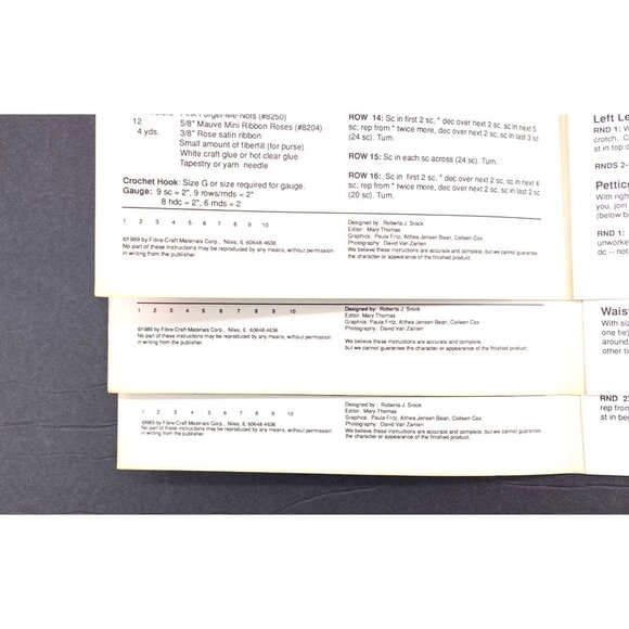 Vintage Fiber Craft Crochet Pattern Booklets Lilly Annabelle Constance Lot of 3 - Picture 2 of 4